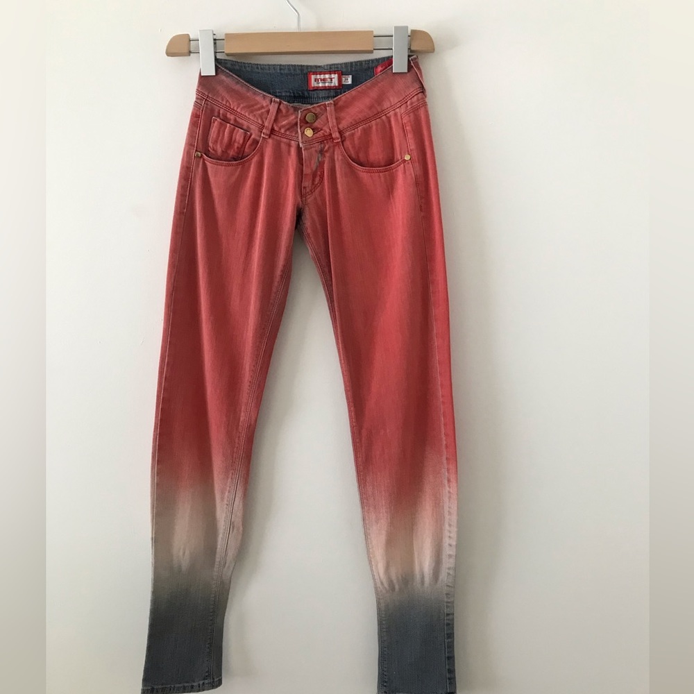Rams Met from Italy low rise multicolor jeans, skinny